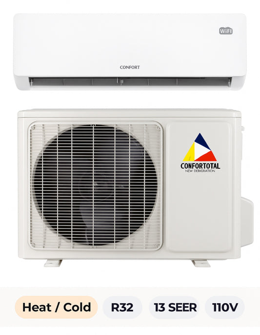 Confort 1 Ton Mini Split – Heat & Cool | R32 | 13 SEER | WiFi Smart Control (110V)