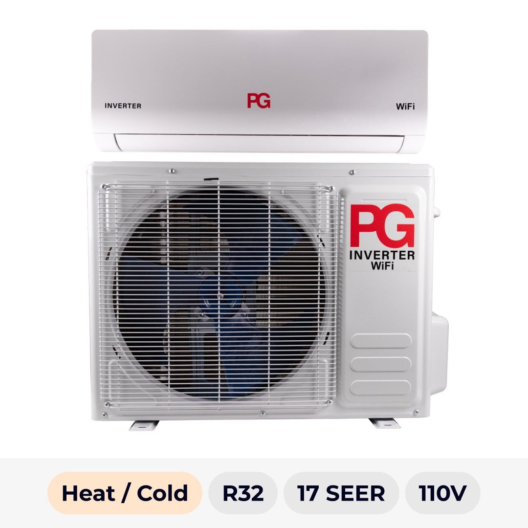 PG 12,000 BTU Mini Split – 17 SEER Inverter WiFi | Heat & Cool | R-32